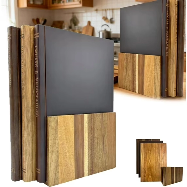 Cutting Board That Looks like Books, Set of 3 Solid Wood Book Shaped Cutting Board Library with Wooden Stand, For the Books Loving Chef, Fruits, Vegetables, Meat, Fish, Cheese and Bread