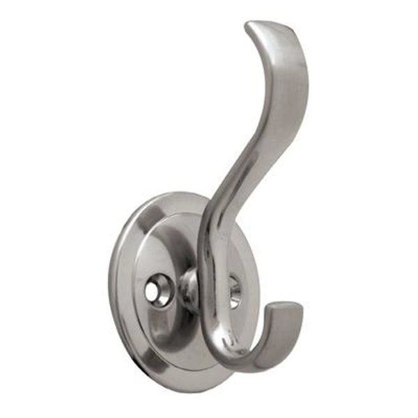allen + roth 1 -Hook 1.5039-in x 3.0709-in H Satin Nickel Decorative Wall Hook ( 25-lb Capacity) | B42307J-SN-C