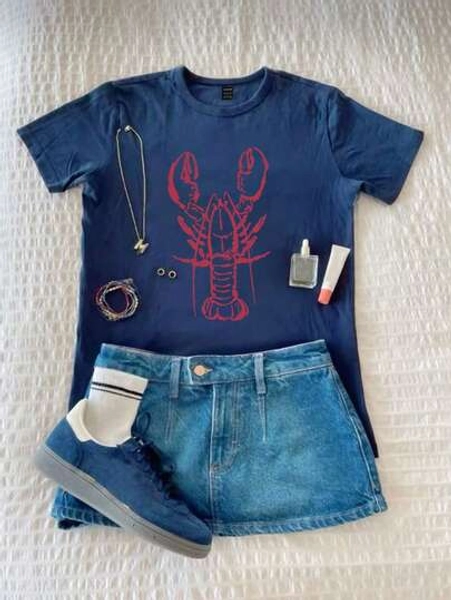 Classic Women Short Sleeve Round Neck T-Shirt, Simple Fashion Suitable For Summer