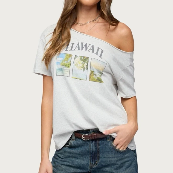 Hawaiian Babe Off Shoulder T-Shirt