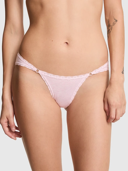 Petite culotte cheeky taille basse en coton bordée de dentelle