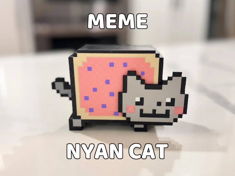 Nyan Cat 3D Printed Figure - Kawaii Pop-Tart Cat Meme Collectible