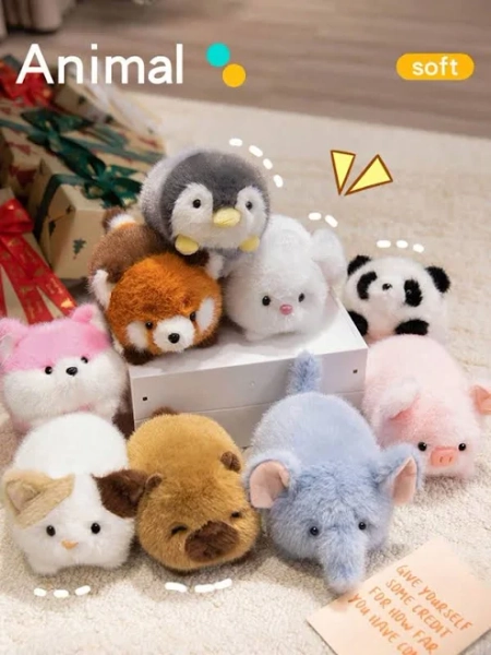 6.29in/16cm Cute Mini Plush Toys - Soft Stuffed Panda, Penguin, Sloth, Fox, Cat, Rabbit & Duckling | Mini Hugging Collectibles, Suitable For Office