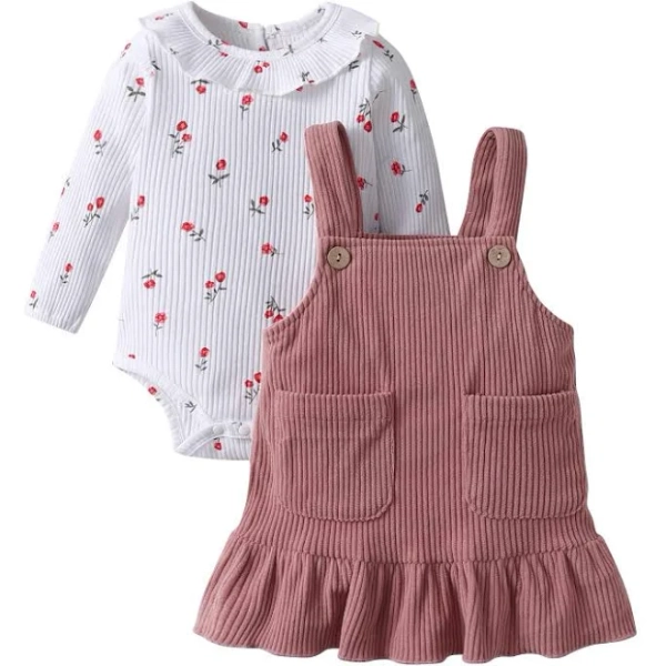 Newborn Baby Girl Floral Long Sleeve Ruffle Romper Set