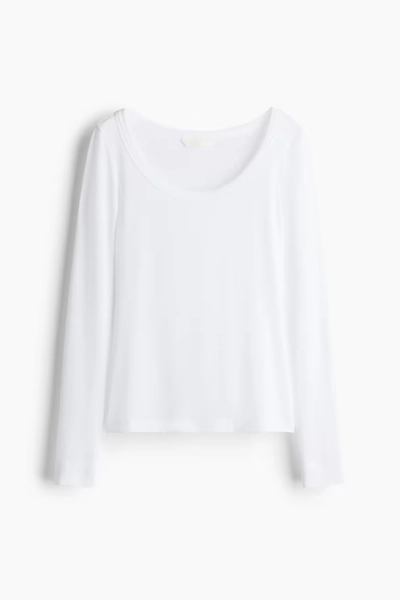 Scoop-Neck Top - White