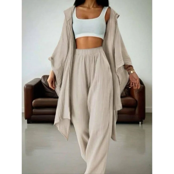 Women's Two-Piece Casual Set, Wide-Leg Pants & Loose-Fit Cardigan Jacket, Comfortable for Daily Wear, Stylish Women's Clothing