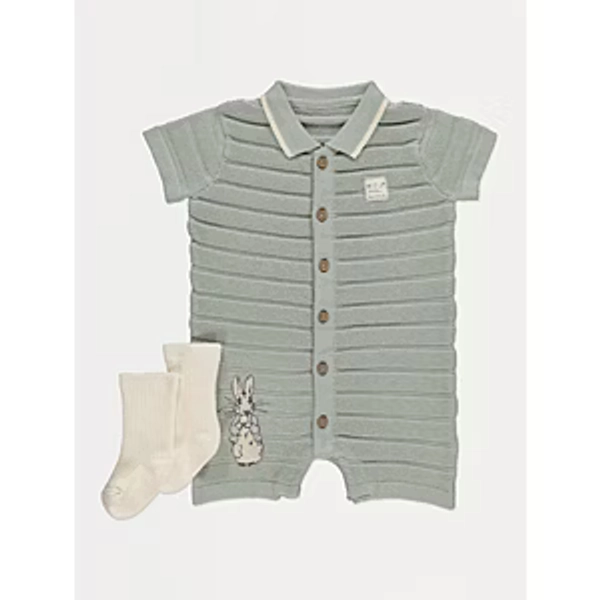 Peter Rabbit Knitted Romper and Socks Set
