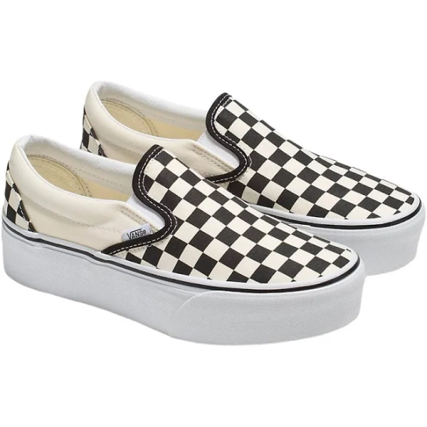 Slip On Checkerboard Platform Black
