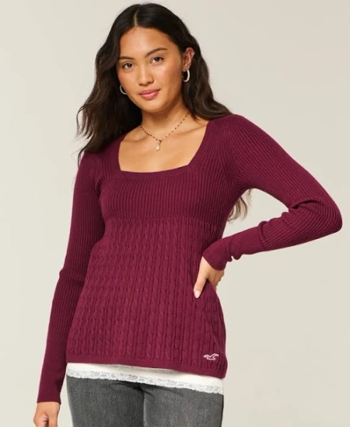 Hollister Long-Sleeve Square-Neck Babydoll