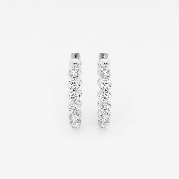 2 ctw Round Lab Grown Diamond Inside Out Floating Hoop Earrings 14K White Gold, DE, VS1