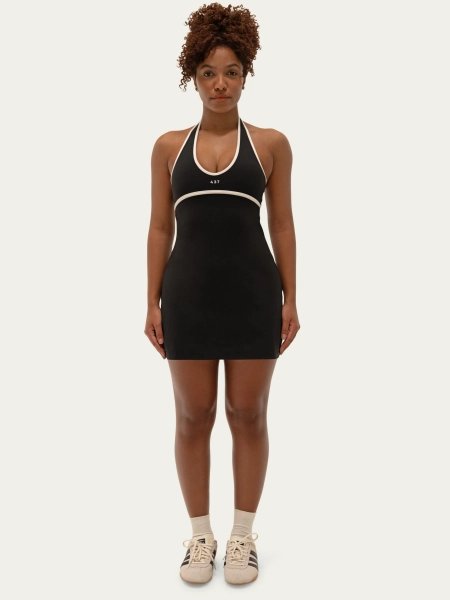 The Halter Play Dress / Black-Cream - Black & Cream / XS