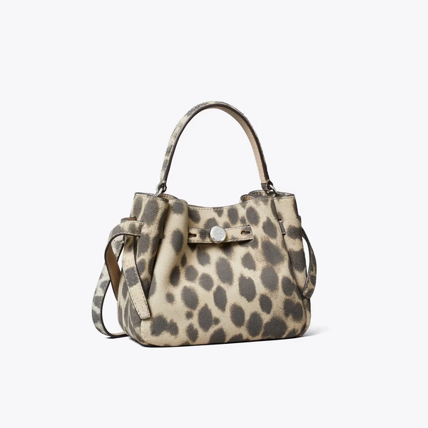 Mini Romy Suede Bucket Bag in beige, size OS