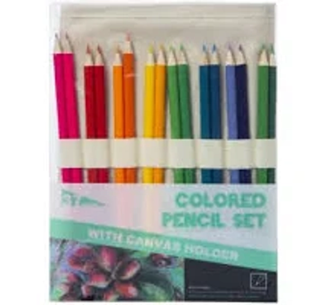 Five Below Natural Colored Pencils Set With Canvas Holder