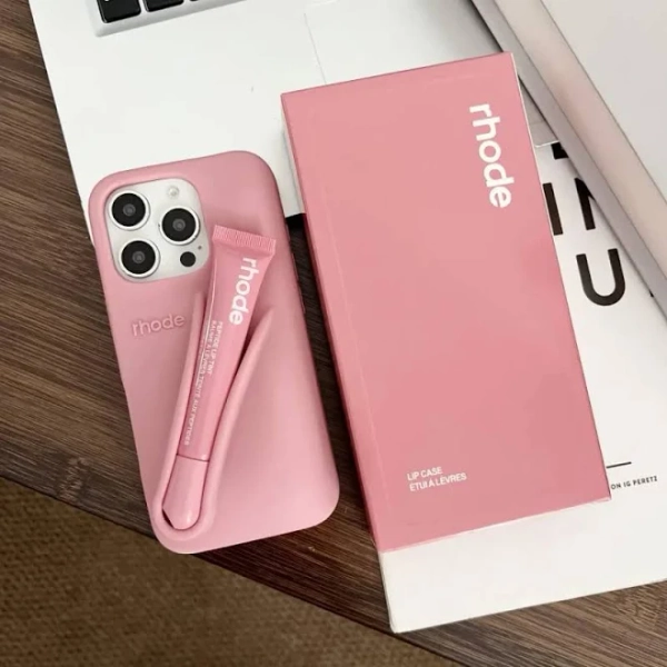 Rhode Minimalist Soft Silicone Phone Case Rhode Liptint Case With Box Ribbon / iPhone 17 Pro