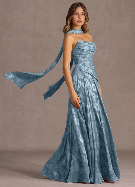 Gabriela Dusty Blue Maxi Dress | Azazie