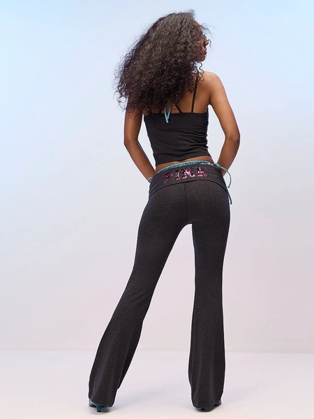 Charcoal Heather Grey Foldover Leggings - Size medium 