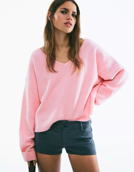 Soft-touch V-neck jumper