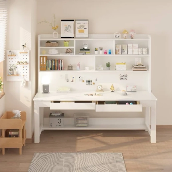 Wilk Wooden Kids Desk with Hutch and Storage Drawers