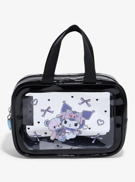 Kuromi Teddy Bear Ribbons Clear Makeup Bag