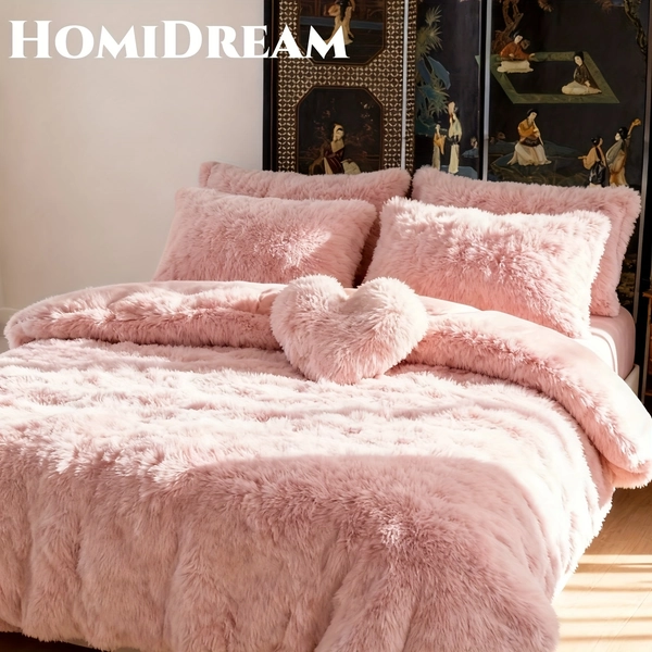 3/4pcs Cloud-Like Plush Microfiber Comforter Set | Hotel-Quality Bedroom Decor | Winter Warmth | Sensitive Light Beige Safe | (1 Duvet Cover + 2/1 Pillowcase +1 Cushions) | Twin Queen King Size.