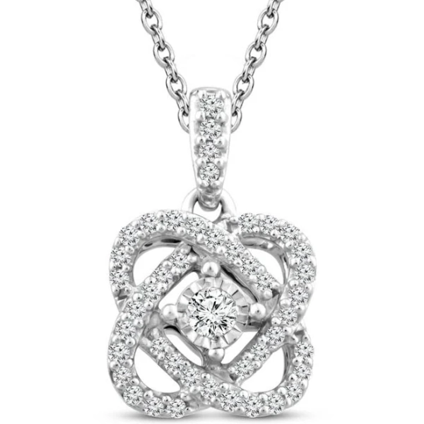 18" Sterling Silver 1/10 Ct TW Diamond Necklace