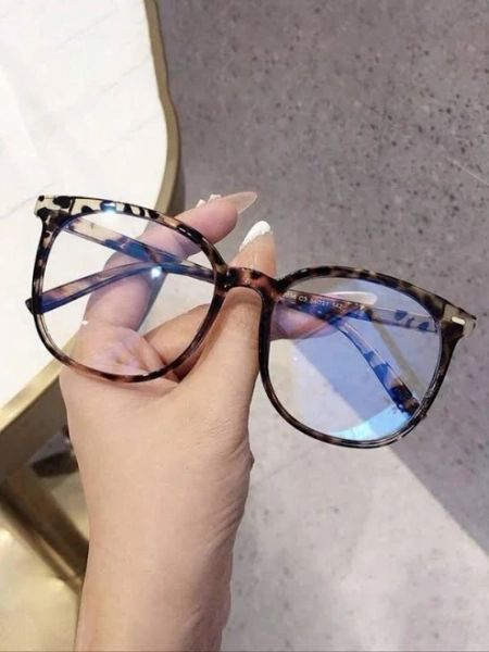 Leopard Print Large Frame Round Optical Glasses