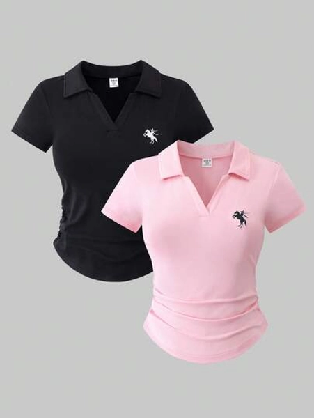 2pcs/Set Teen Girls Elegant Casual All-Match Solid Color Long Sleeve Fitted T-Shirt Combo, Versatile & Easy To Match In Multiple Colors