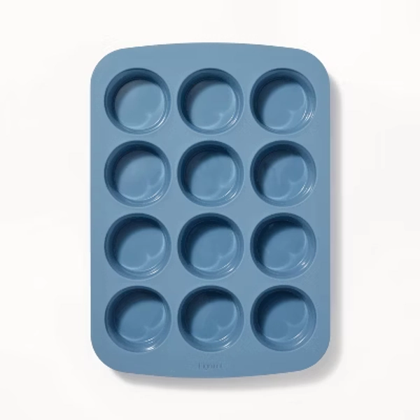 12ct Silicone Muffin Pan Blue - Figmint™:Oven & Dishwasher Safe, 10-Year Warranty