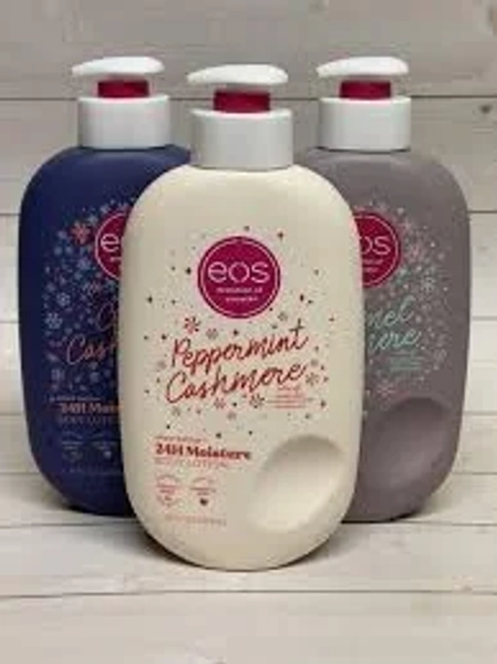 EOS Holiday Lotion Set of 3 Cocoa Caramel Peppermint Cashmere 16oz