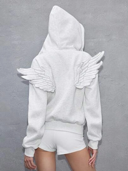 ROMWE Avant Y3K Pioneer Sexy Winged Oversized Asymmetric Women Sweatshirt