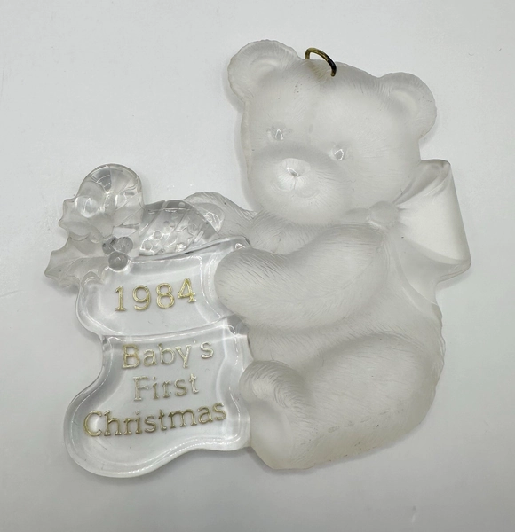 Hallmark Keepsake Baby's First Christmas Acrylic Bear Ornament 1984 *NO BOX*
