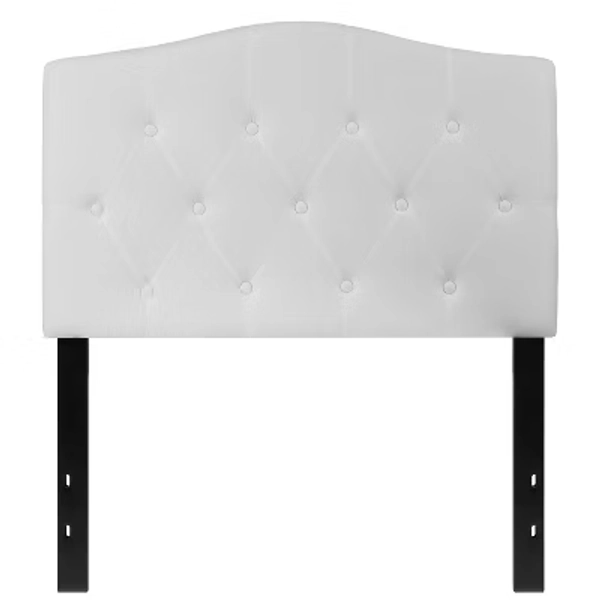 Emma and Oliver Tufted Upholstered Twin Size Headboard in White Fabric