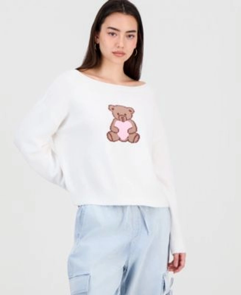 Juniors' Graphic Intarsia-Knit Sweater