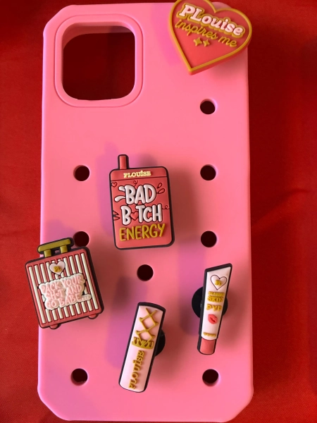 PLouise "inspired " custom croc iphone cases with custom made croc  charms to match the PLouise keychains and keycharms. Badb energy