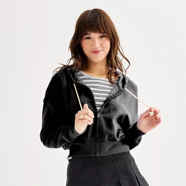 Juniors' SO® Favorite Cropped Full-Zip Hoodie
