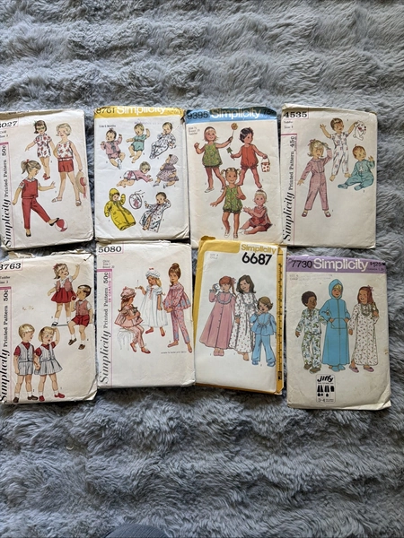 Lot of 8- 70s 80s Vintage Children Clothing Patterns Boy Girl Baby Infant