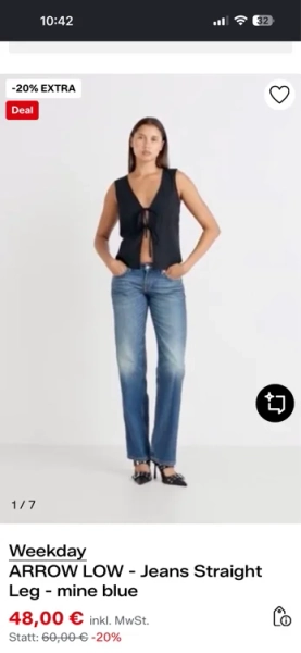 Weekday ARROW LOW - Jeans Straight Leg - mine blue