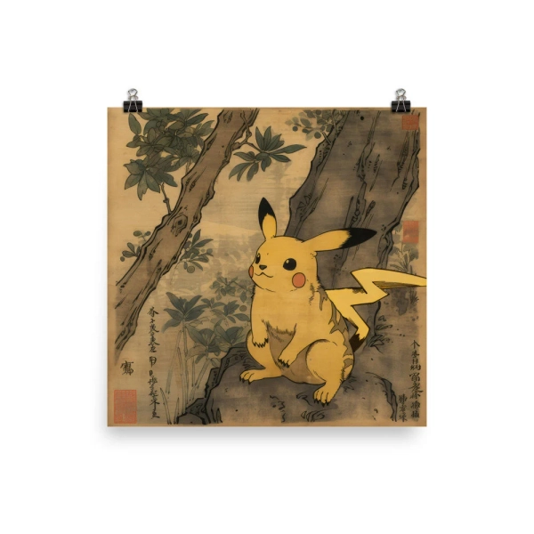 Ukiyo-e Pikachu Poster, Japanese-Inspired Pokémon Art, Matte Finish Print - Unique, Cheerful Wall Decor