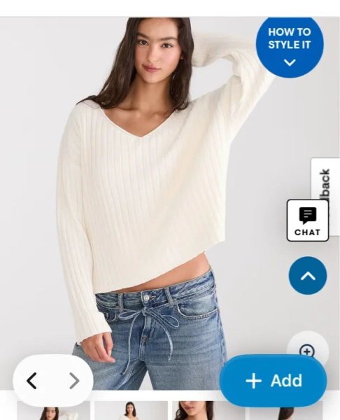 Ribbed V-Neck Sweater