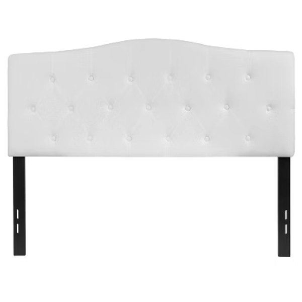 Emma and Oliver Tufted Upholstered Full Size Headboard in White Fabric