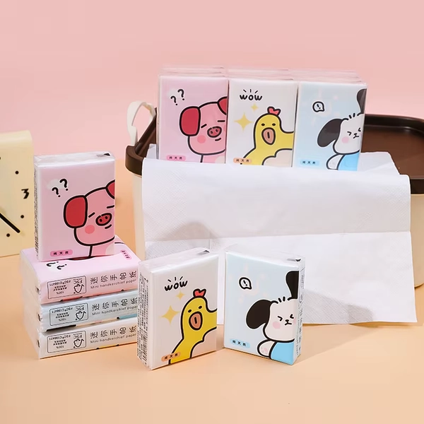 Cartoon Handkerchief Paper Portable Small Packet Tissue Pocket Draw Tissue Paper 9 Packs 1 Sheet With 3 Layers Virgin Wood Pulp - AliExpress 66