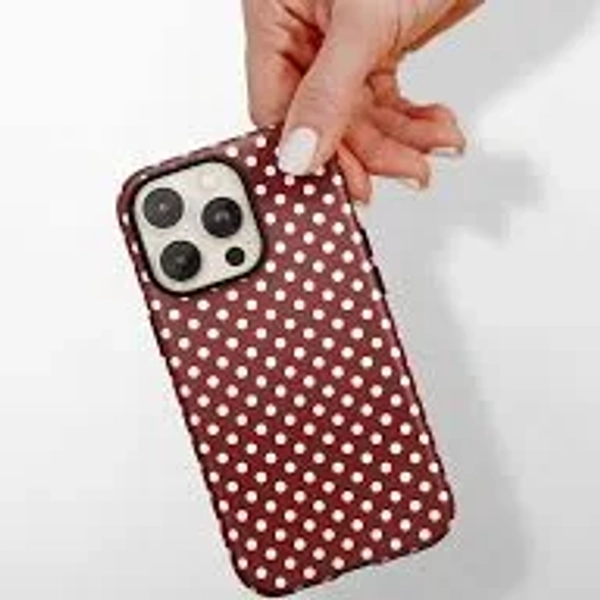 Tough Phone Case - Burgundy Polka Dot