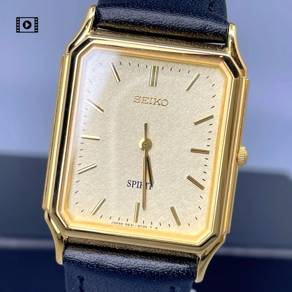 Vtg1992【N Mint/Box】SEIKO SPIRIT 5E31-5B60 Gold Tank Mens 26mm Quartz Watch