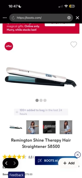 Remington Shine Therapy Hair Straightener S8500