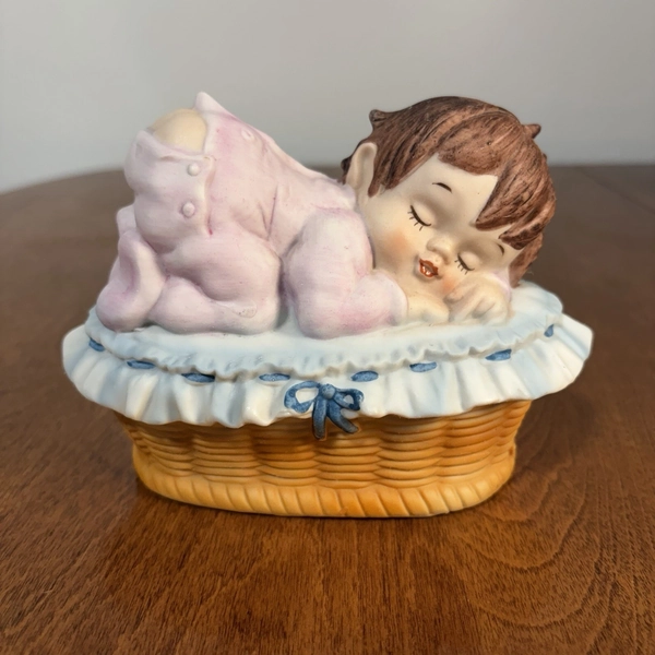Vintage Lefton Sleeping Baby Girl Night Light Japan Nursery Decor