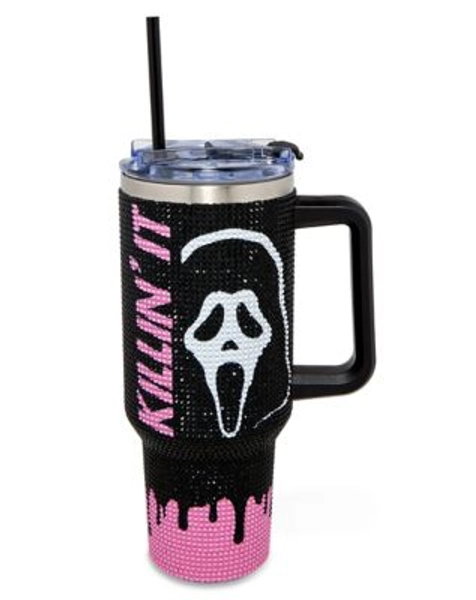 Ghost Face Killin' It Rhinestone Travel Tumbler with Straw - 40 oz. - Spencer's