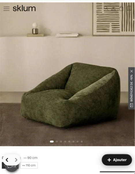 Fauteuil pouf rembourré Thiago