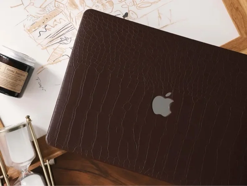 Personalized Coffee Crocodile Leather MacBook Case, Cover for MacBook Air 13 15 Pro 14" 16" Neo A18, Laptop Cover for 2020-2026 M2 M3 M4 M5