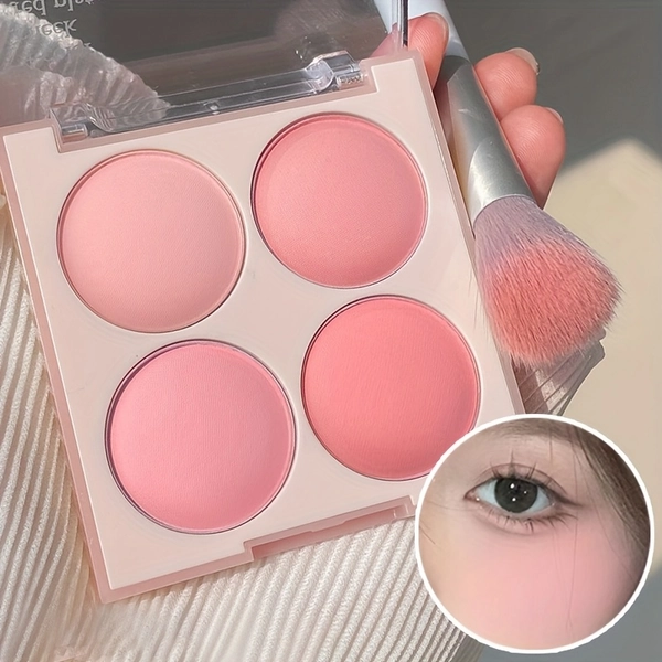 4-Color Matte Blush Palette – Soft Powder Gradient, Natural Flawless End, Long-Lasting Glow, Easy Blend for Daily Or Party Makeup, Waterproof & Sweatproof, Non-Irritating, Certified, Perfect for Vibrant Looks And Christmas Halloween Gift