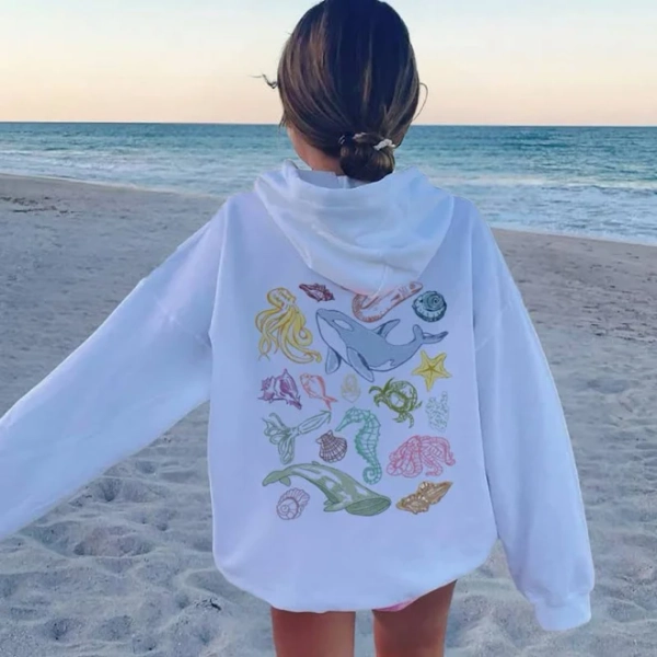 Tween Girls Trendy Cartoon Animal Print Hoodie
